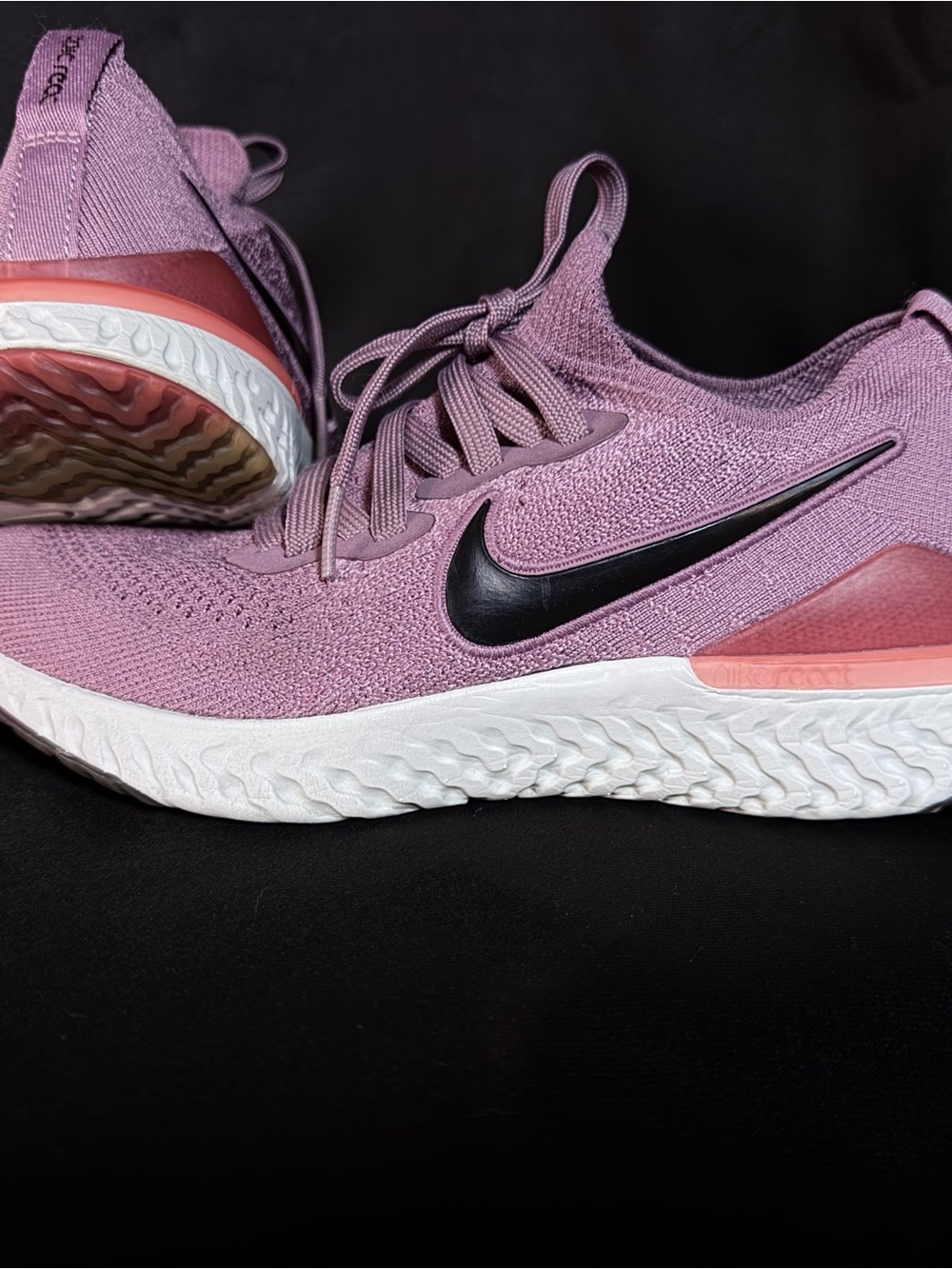 Nike Epic React Flyknit 2 Running Plum Dust &Coral Ember Glow Sz 7 - Picture 11 of 12